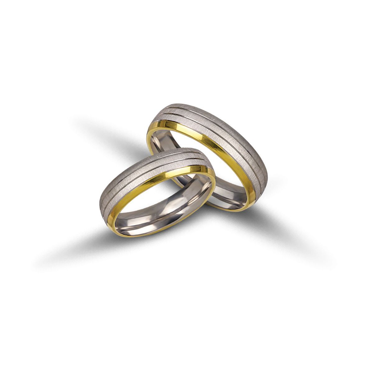 Βέρες γάμου απο λευκόχρυσο & χρυσό, 5mm (code VK2007/50)
